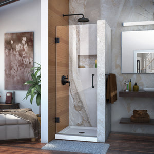 DreamLine Unidoor 26 in. W x 72 in. H Frameless Hinged Shower Door in Satin Black
