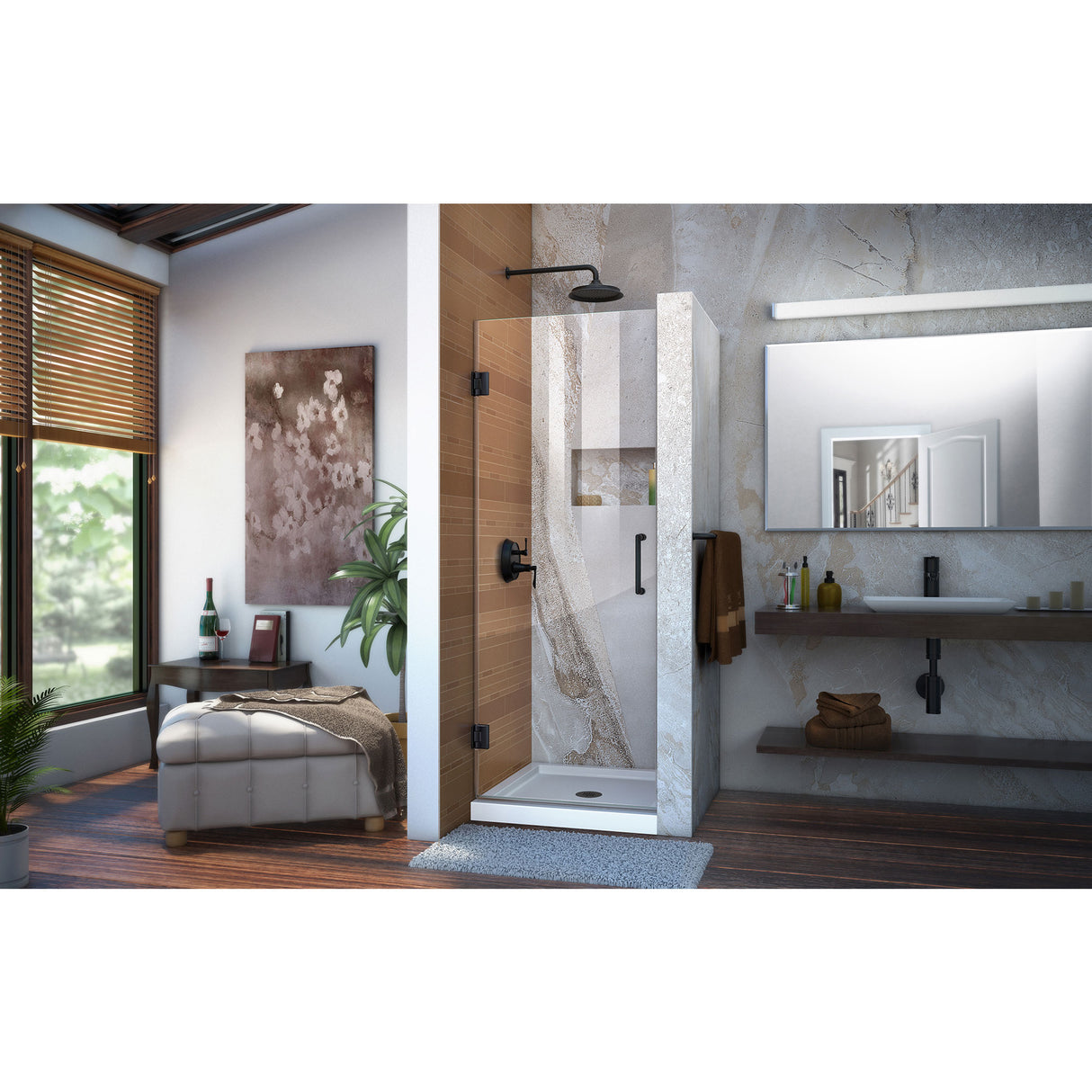 DreamLine Unidoor 29 in. W x 72 in. H Frameless Hinged Shower Door in Satin Black