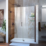 DreamLine Unidoor 53-54 in. W x 72 in. H Frameless Hinged Shower Door with Shelves in Oil Rubbed Bronze
