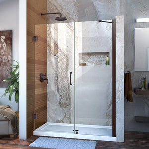DreamLine Unidoor 53-54 in. W x 72 in. H Frameless Hinged Shower Door with Support Arm in Oil Rubbed Bronze