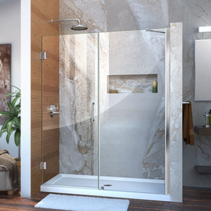 DreamLine Unidoor 54-55 in. W x 72 in. H Frameless Hinged Shower Door with Support Arm in Chrome