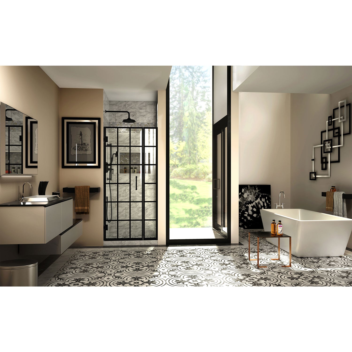 DreamLine Unidoor Toulon 34-34 1/2 in. W x 72 in. H Frameless Hinged Shower Door in Satin Black
