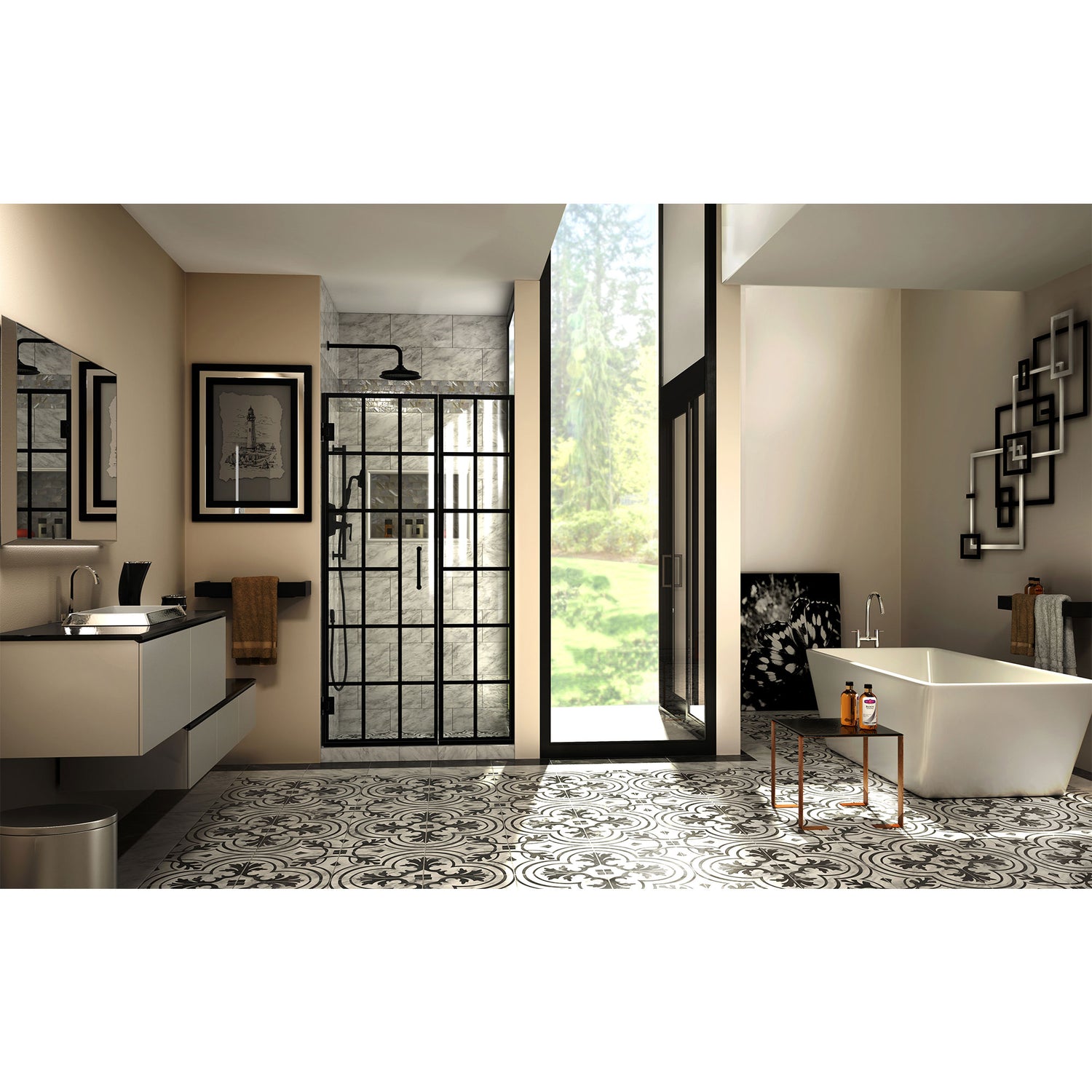 DreamLine Unidoor Toulon 40-40 1/2 in. W x 72 in. H Frameless Hinged Shower Door in Satin Black