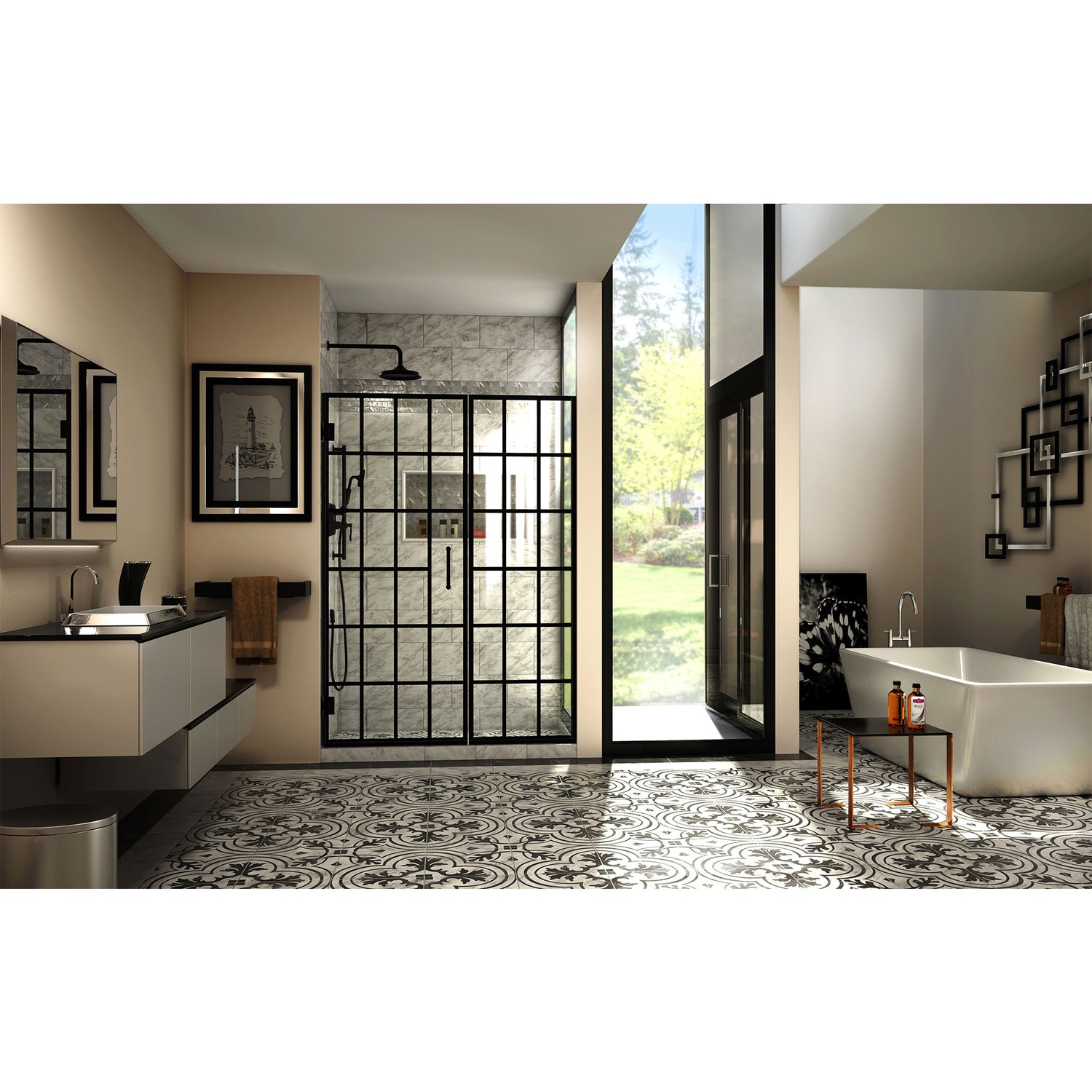 DreamLine Unidoor Toulon 52-52 1/2 in. W x 72 in. H Frameless Hinged Shower Door in Satin Black