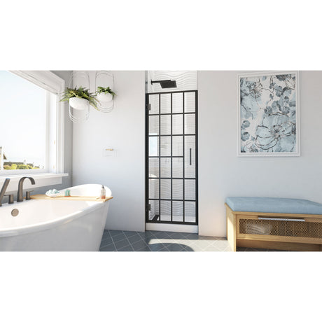 DreamLine Unidoor Toulon 28 in. W x 72 in. H Frameless Hinged Shower Door in Satin Black