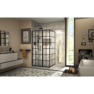 DreamLine Unidoor Toulon 34 in. D x 40 in. W x 72 in. H Frameless Hinged Shower Enclosure in Satin Black