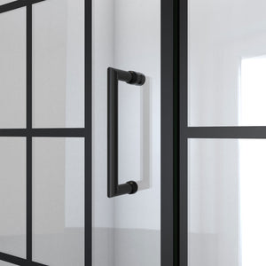 DreamLine Unidoor Toulon 58 in. W x 58 in. H Frameless Hinged Tub Door in Satin Black