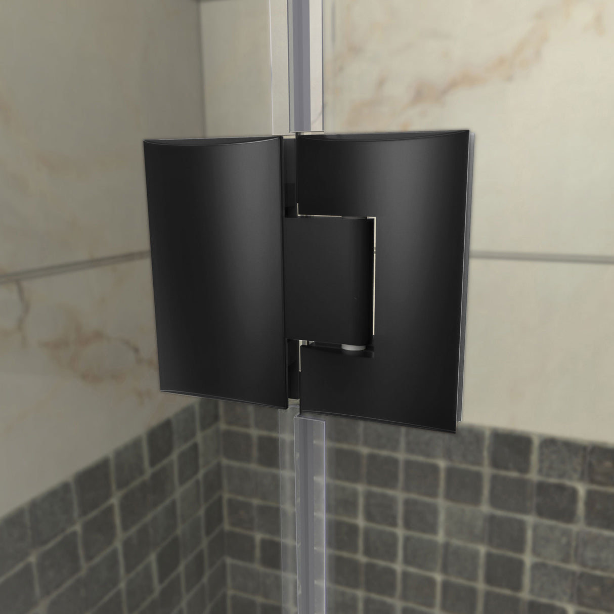 DreamLine Prism Plus 36 in. x 72 in. Frameless Neo-Angle Hinged Shower Enclosure in Satin Black