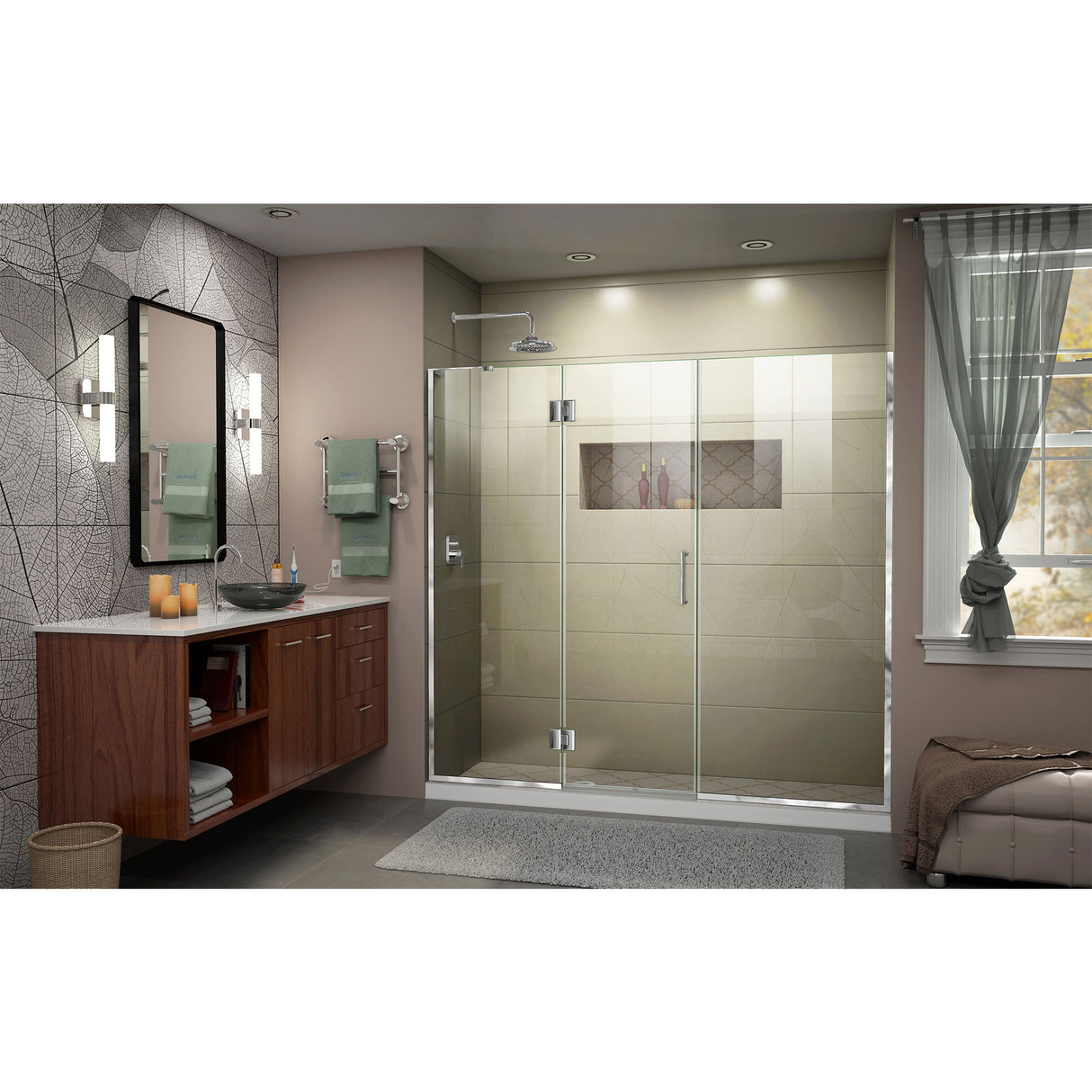 DreamLine Unidoor-X 63-63 1/2 in. W x 72 in. H Frameless Hinged Shower Door in Chrome