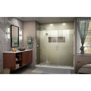 DreamLine Unidoor-X 64-64 1/2 in. W x 72 in. H Frameless Hinged Shower Door in Chrome
