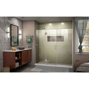 DreamLine Unidoor-X 63 1/2-64 in. W x 72 in. H Frameless Hinged Shower Door in Brushed Nickel