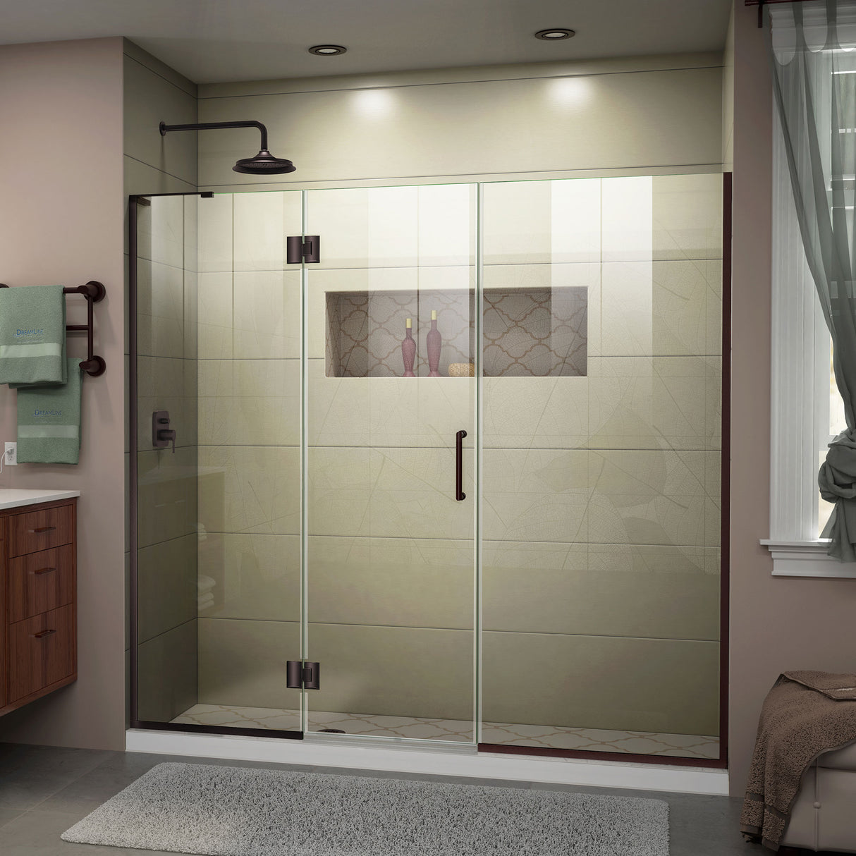 DreamLine Unidoor-X 64 1/2-65 in. W x 72 in. H Frameless Hinged Shower Door in Oil Rubbed Bronze