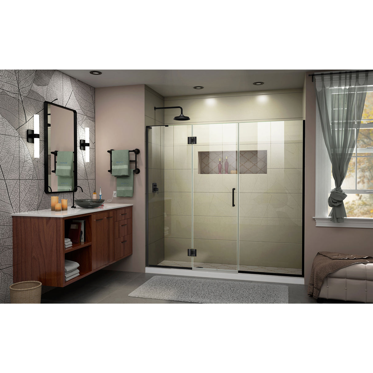 DreamLine Unidoor-X 62 1/2-63 in. W x 72 in. H Frameless Hinged Shower Door in Satin Black