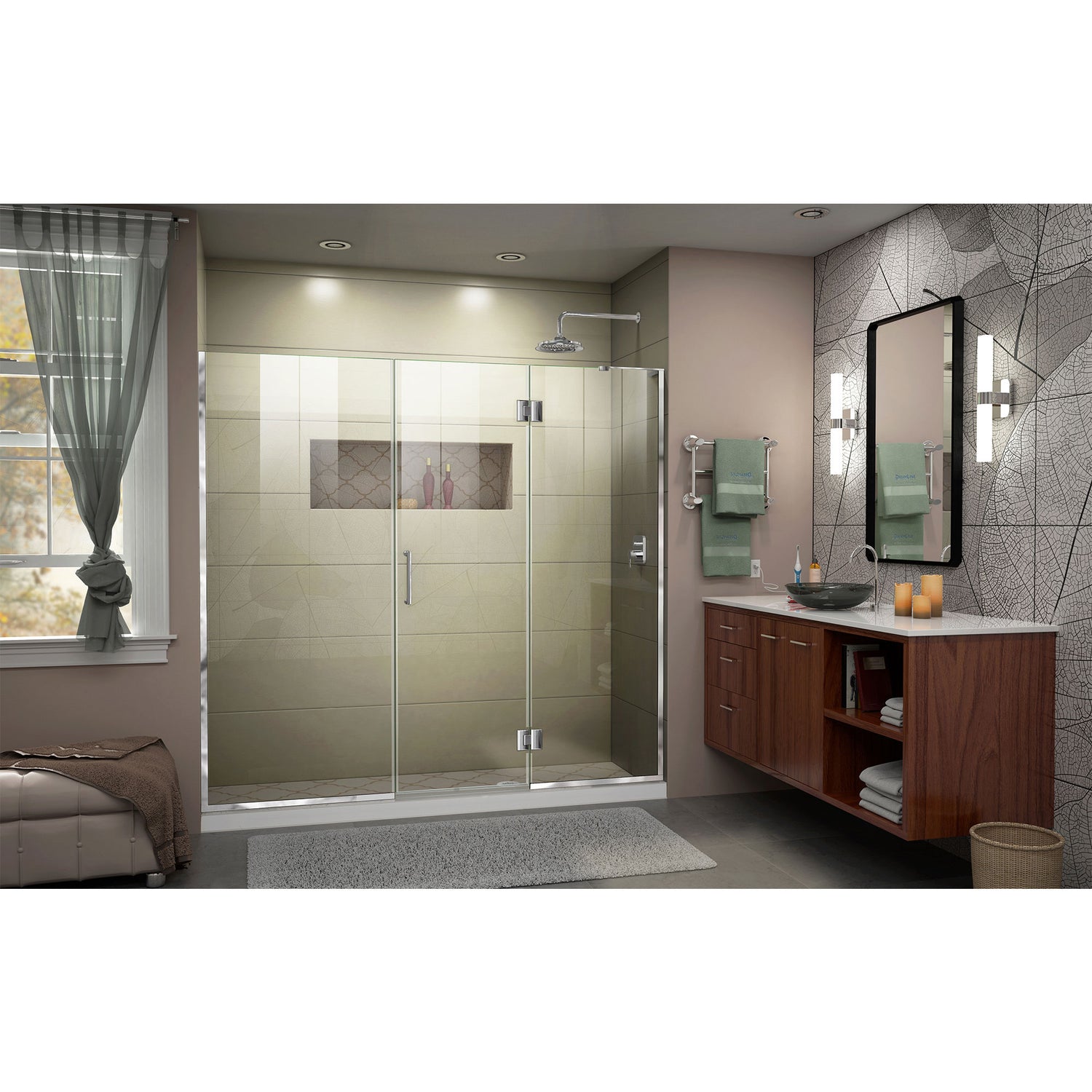 DreamLine Unidoor-X 67-67 1/2 in. W x 72 in. H Frameless Hinged Shower Door in Chrome