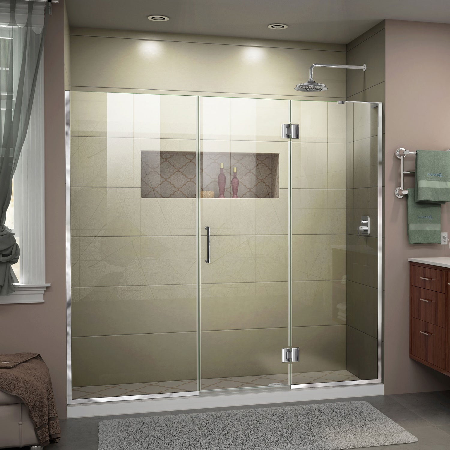DreamLine Unidoor-X 65-65 1/2 in. W x 72 in. H Frameless Hinged Shower Door in Chrome