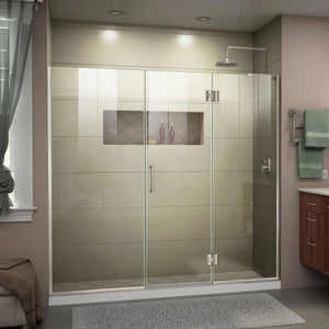 DreamLine Unidoor-X 72-72 1/2 in. W x 72 in. H Frameless Hinged Shower Door in Brushed Nickel