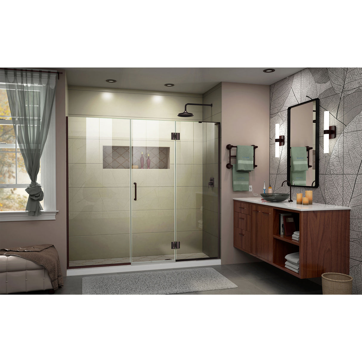 DreamLine Unidoor-X 72-72 1/2 in. W x 72 in. H Frameless Hinged Shower Door in Oil Rubbed Bronze