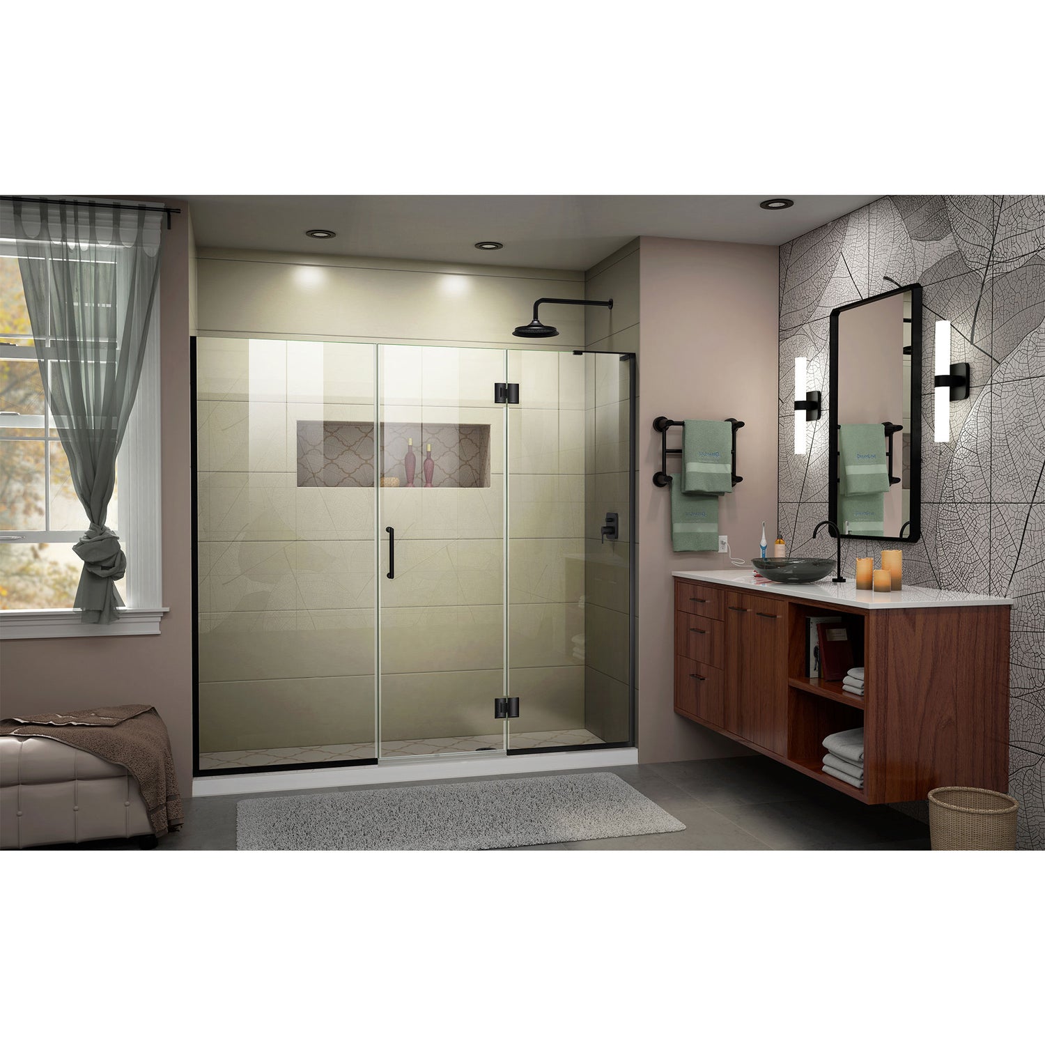 DreamLine Unidoor-X 66 1/2-67 in. W x 72 in. H Frameless Hinged Shower Door in Satin Black