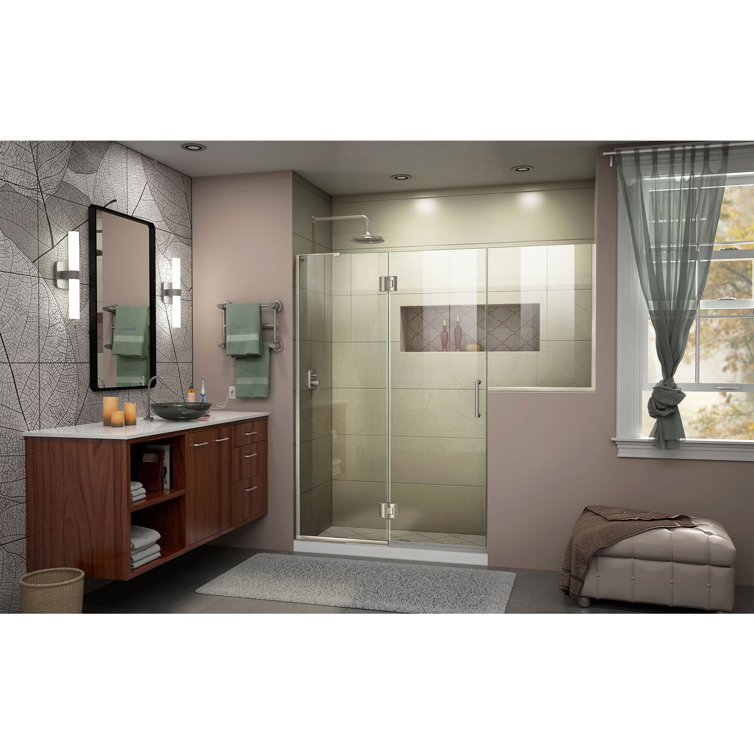 DreamLine Unidoor-X 72-72 1/2 in. W x 72 in. H Frameless Hinged Shower Door in Brushed Nickel