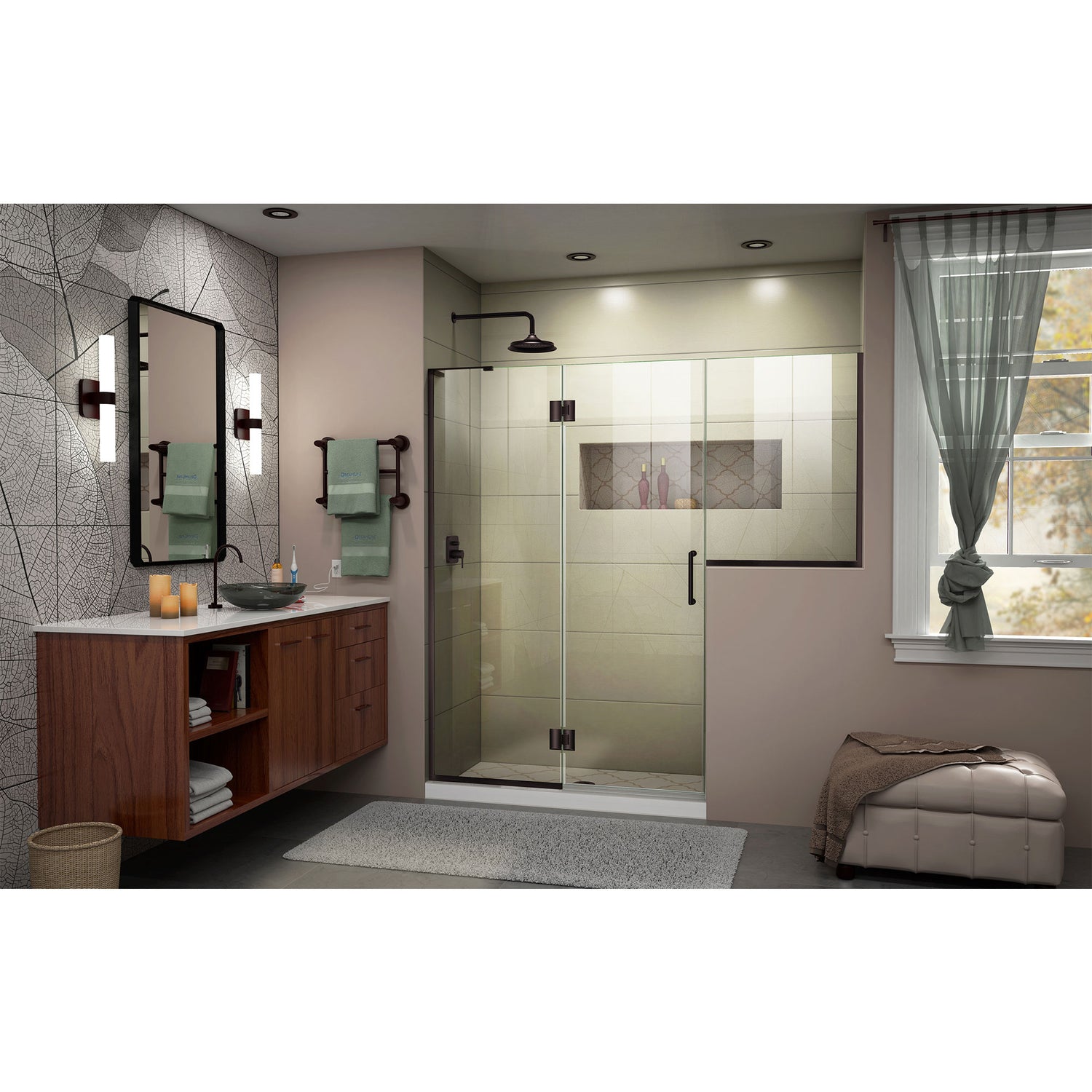 DreamLine Unidoor-X 71-71 1/2 in. W x 72 in. H Frameless Hinged Shower Door in Oil Rubbed Bronze