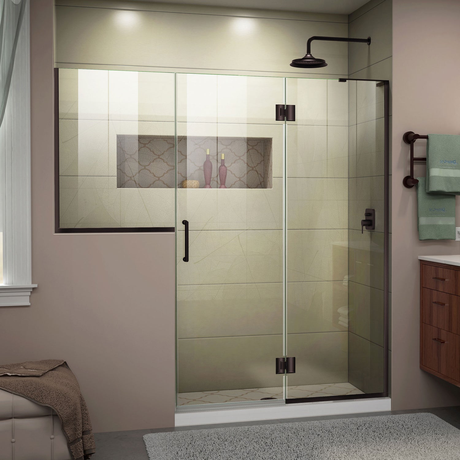 DreamLine Unidoor-X 72-72 1/2 in. W x 72 in. H Frameless Hinged Shower Door in Oil Rubbed Bronze