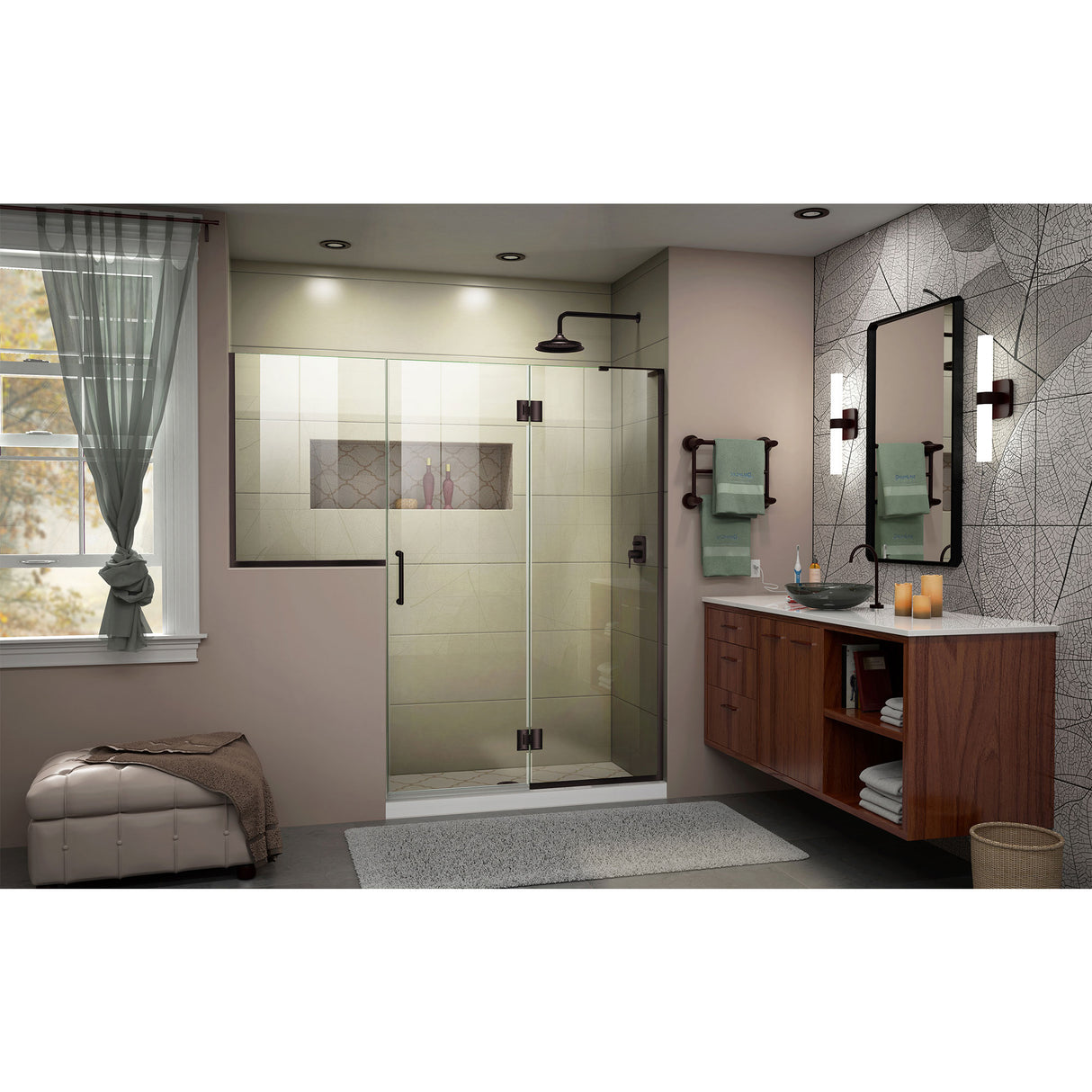 DreamLine Unidoor-X 72-72 1/2 in. W x 72 in. H Frameless Hinged Shower Door in Oil Rubbed Bronze