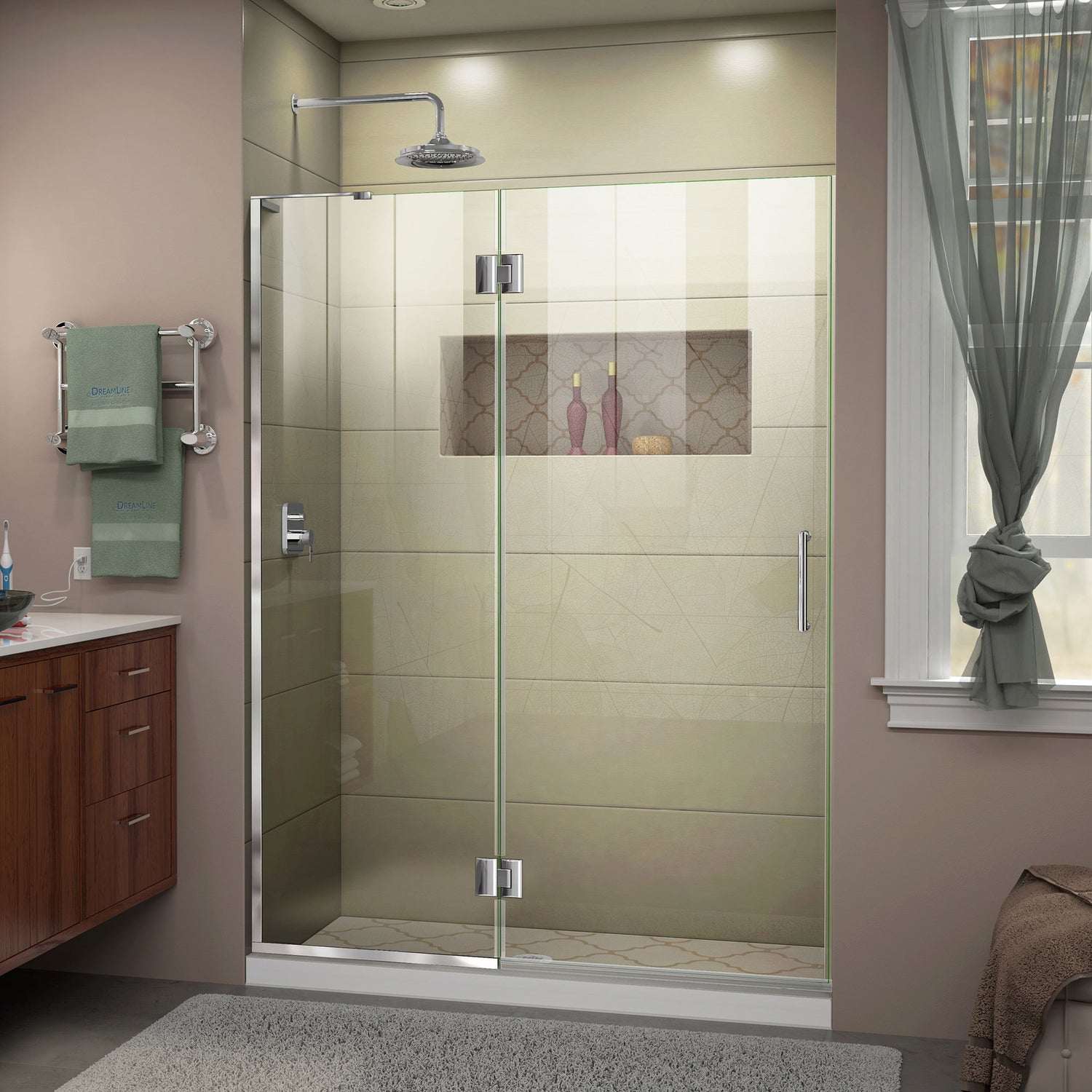 DreamLine Unidoor-X 54 in. W x 72 in. H Frameless Hinged Shower Door in Chrome