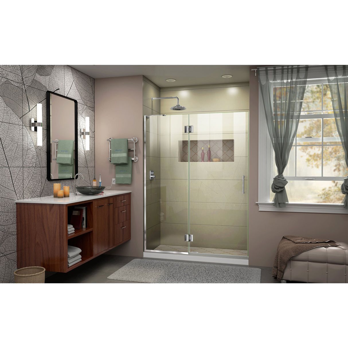 DreamLine Unidoor-X 48 in. W x 72 in. H Frameless Hinged Shower Door in Chrome