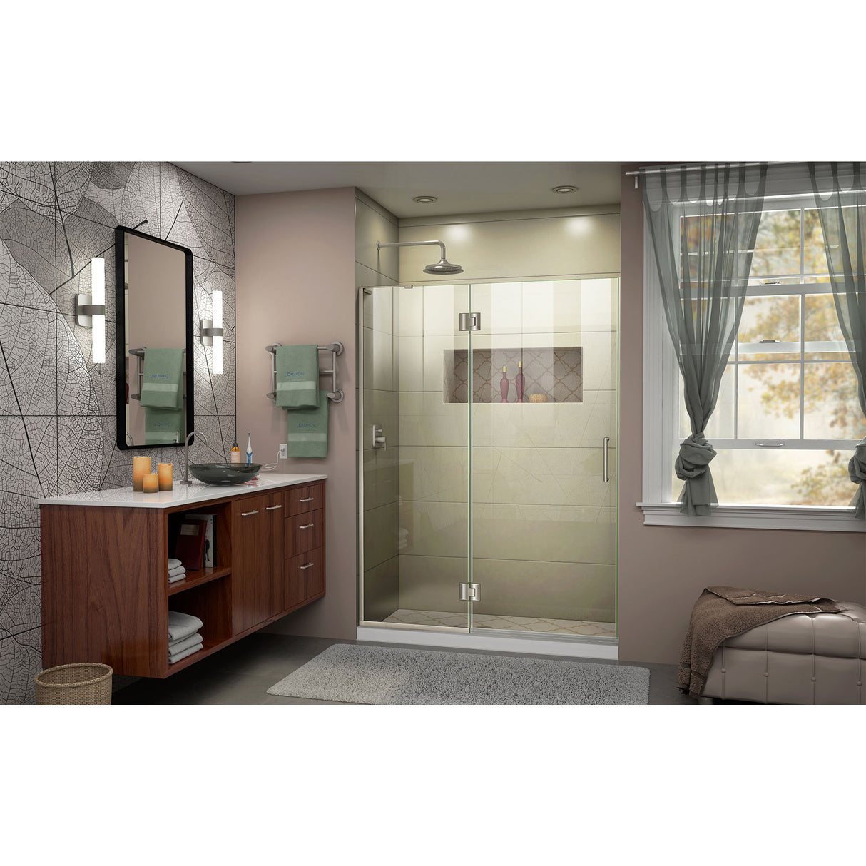 DreamLine Unidoor-X 48 in. W x 72 in. H Frameless Hinged Shower Door in Brushed Nickel