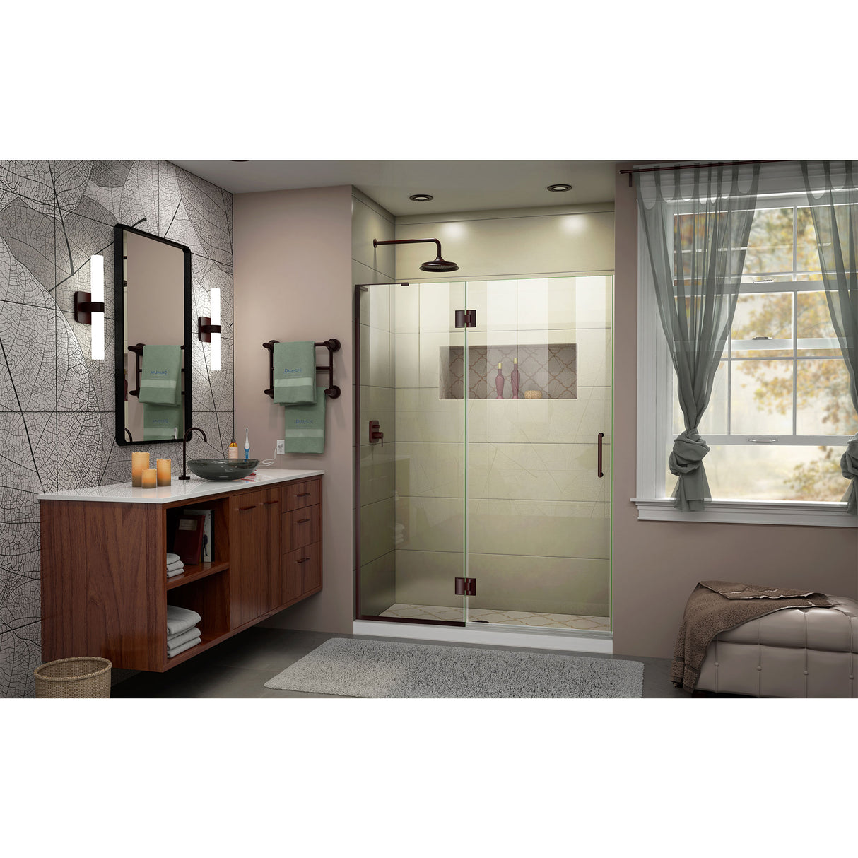 DreamLine Unidoor-X 53 in. W x 72 in. H Frameless Hinged Shower Door in Oil Rubbed Bronze