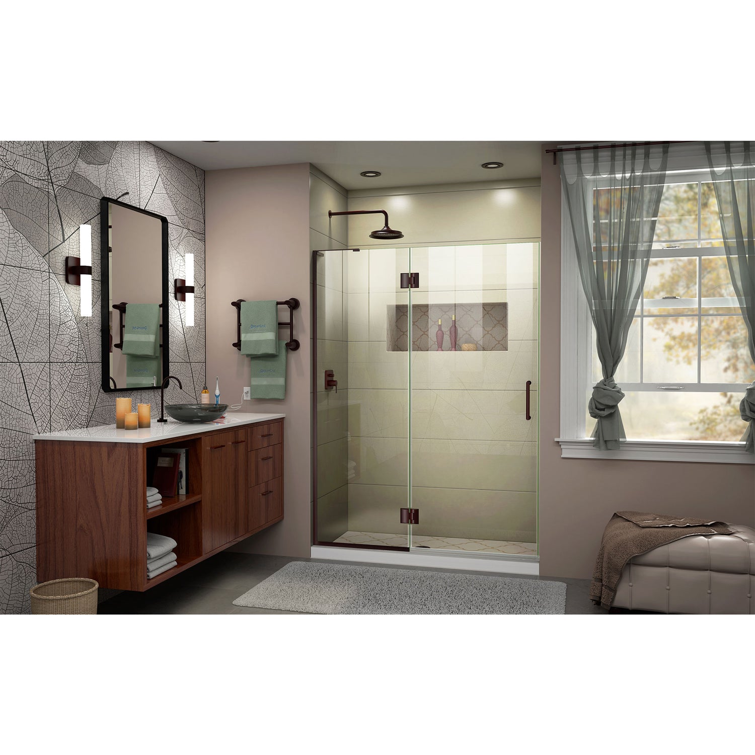 DreamLine Unidoor-X 51 in. W x 72 in. H Frameless Hinged Shower Door in Oil Rubbed Bronze