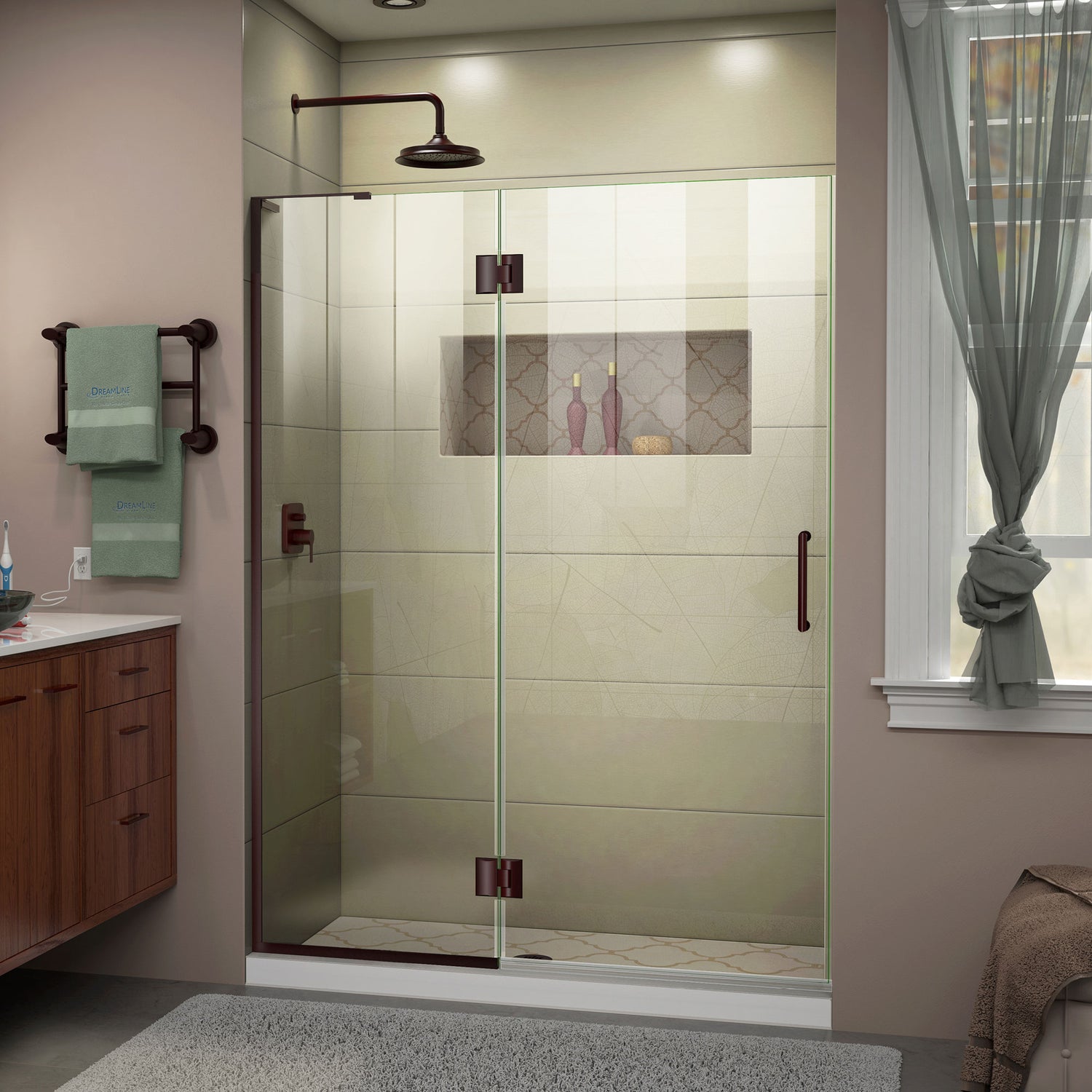 DreamLine Unidoor-X 51 in. W x 72 in. H Frameless Hinged Shower Door in Oil Rubbed Bronze