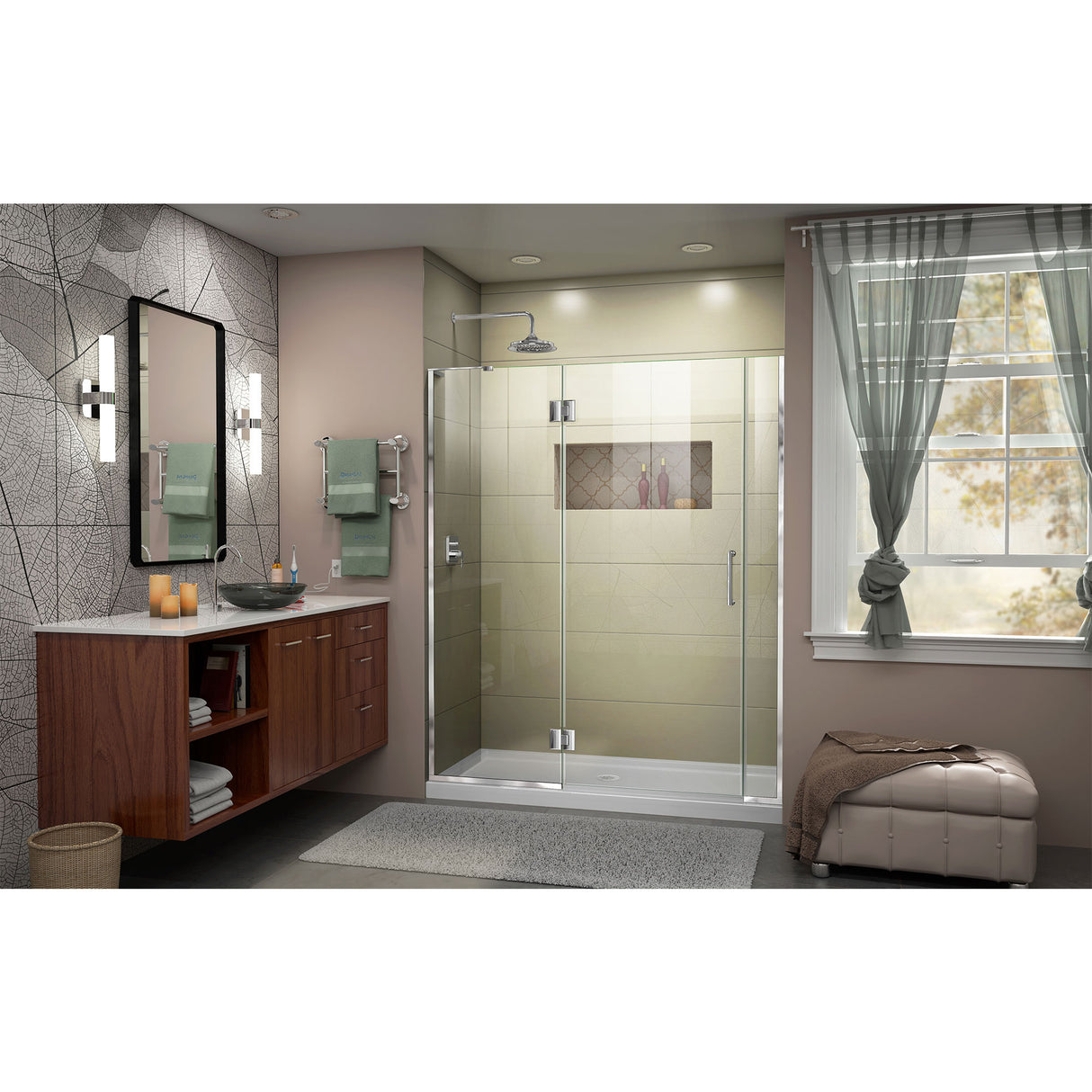 DreamLine Unidoor-X 56-56 1/2 in. W x 72 in. H Frameless Hinged Shower Door in Chrome