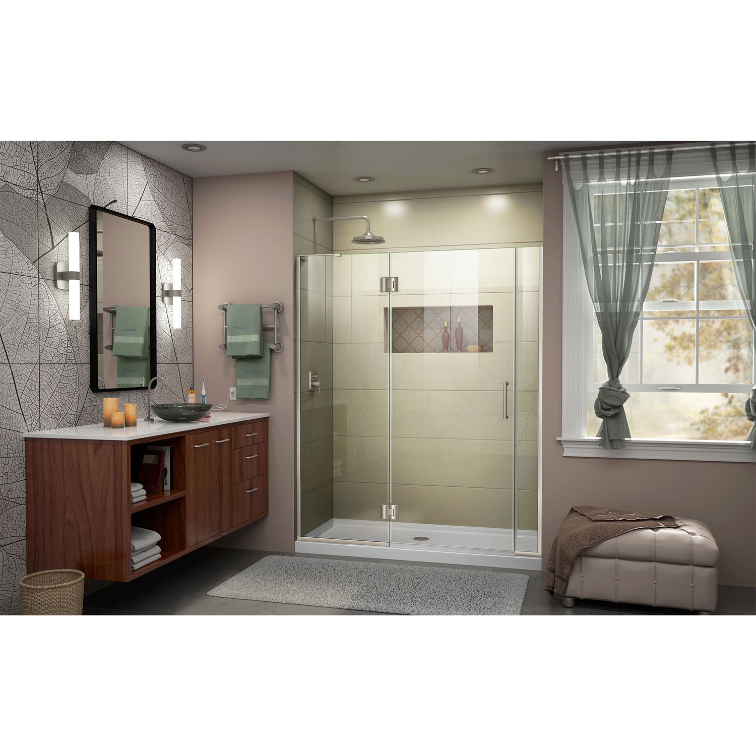 DreamLine Unidoor-X 60 1/2-61 in. W x 72 in. H Frameless Hinged Shower Door in Brushed Nickel