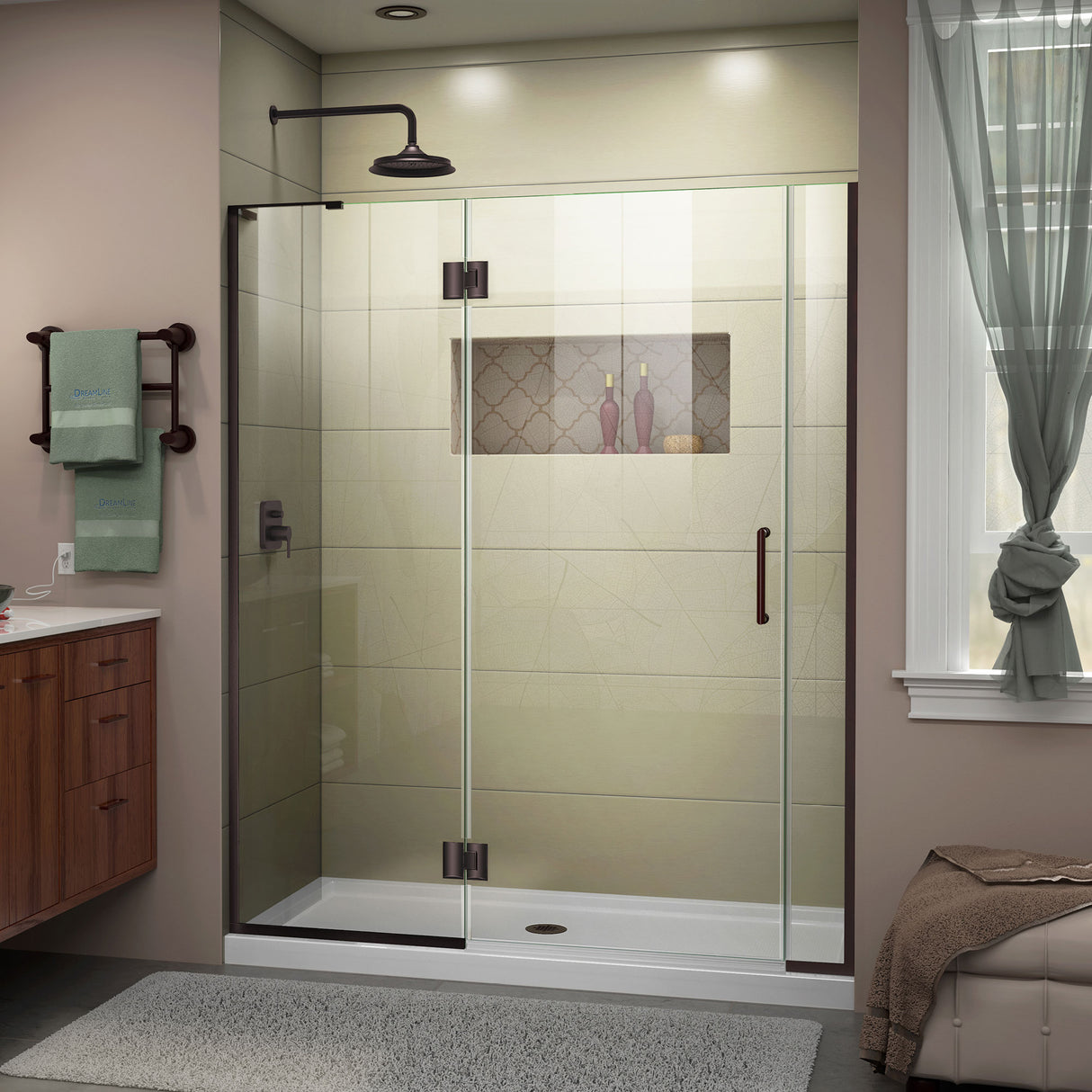 DreamLine Unidoor-X 60-60 1/2 in. W x 72 in. H Frameless Hinged Shower Door in Oil Rubbed Bronze