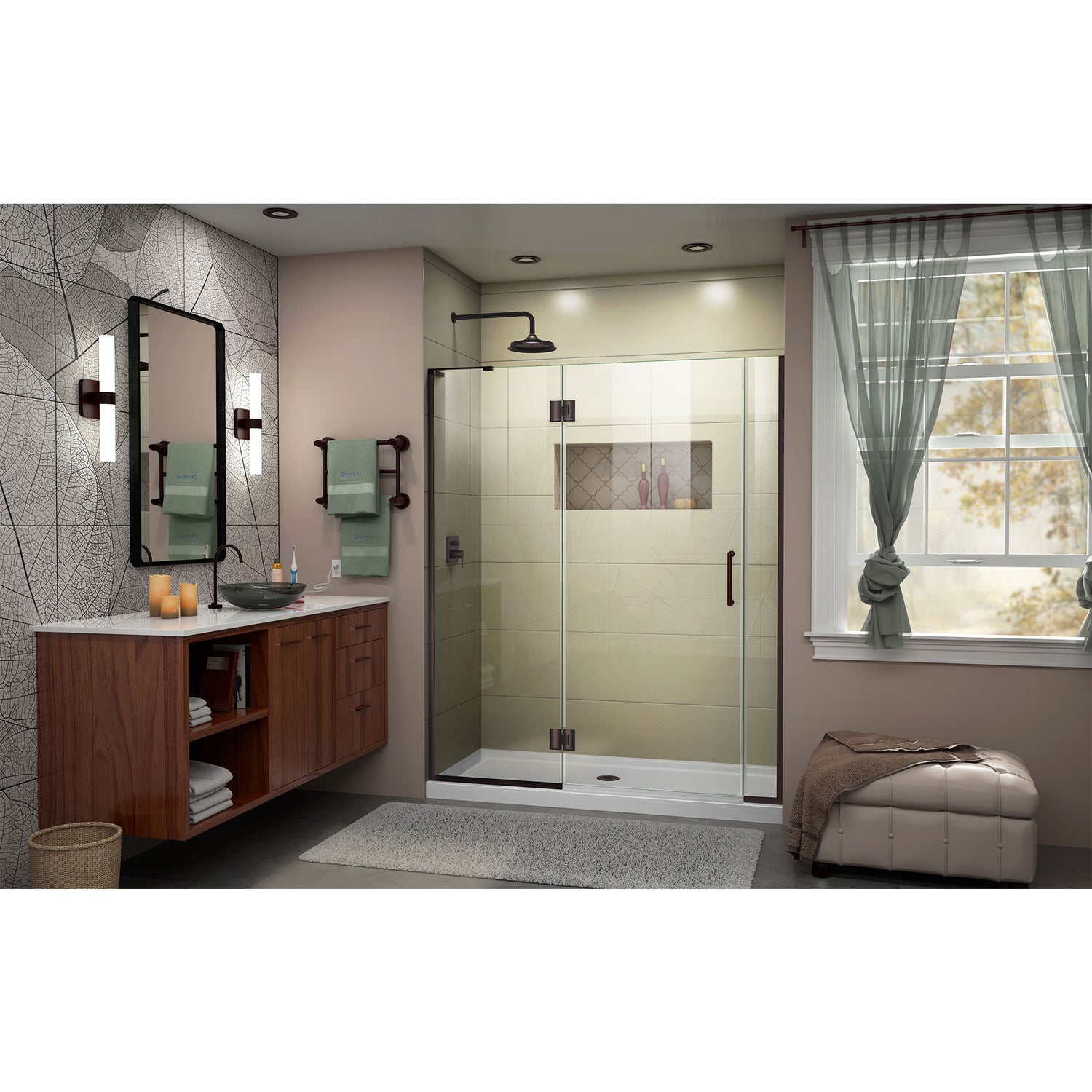 DreamLine Unidoor-X 60-60 1/2 in. W x 72 in. H Frameless Hinged Shower Door in Oil Rubbed Bronze