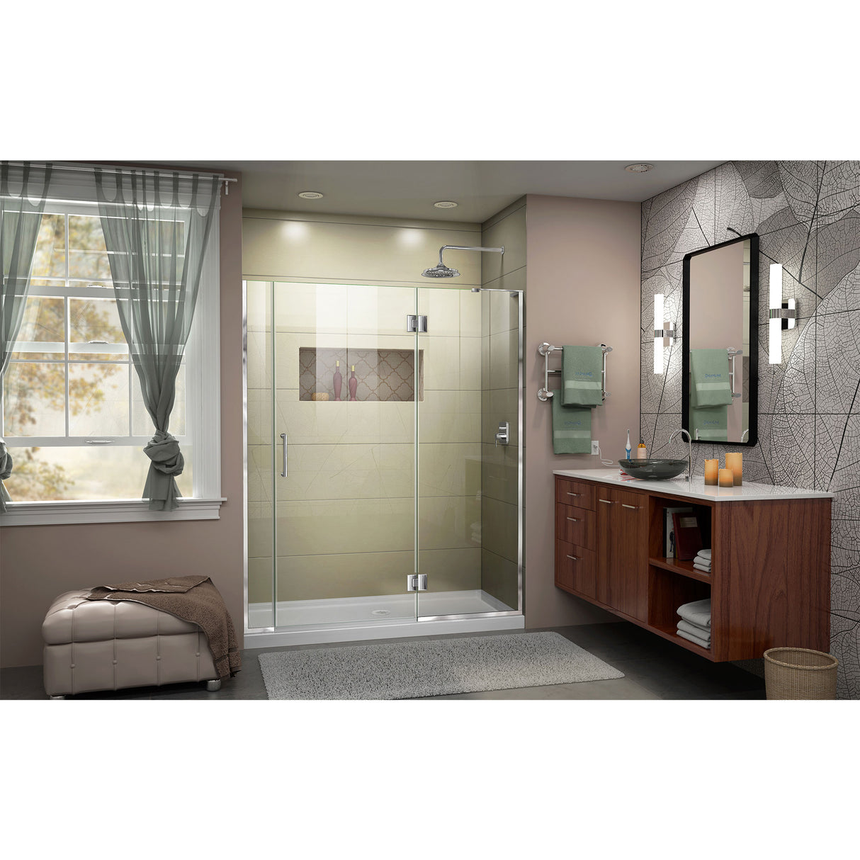 DreamLine Unidoor-X 60-60 1/2 in. W x 72 in. H Frameless Hinged Shower Door in Chrome