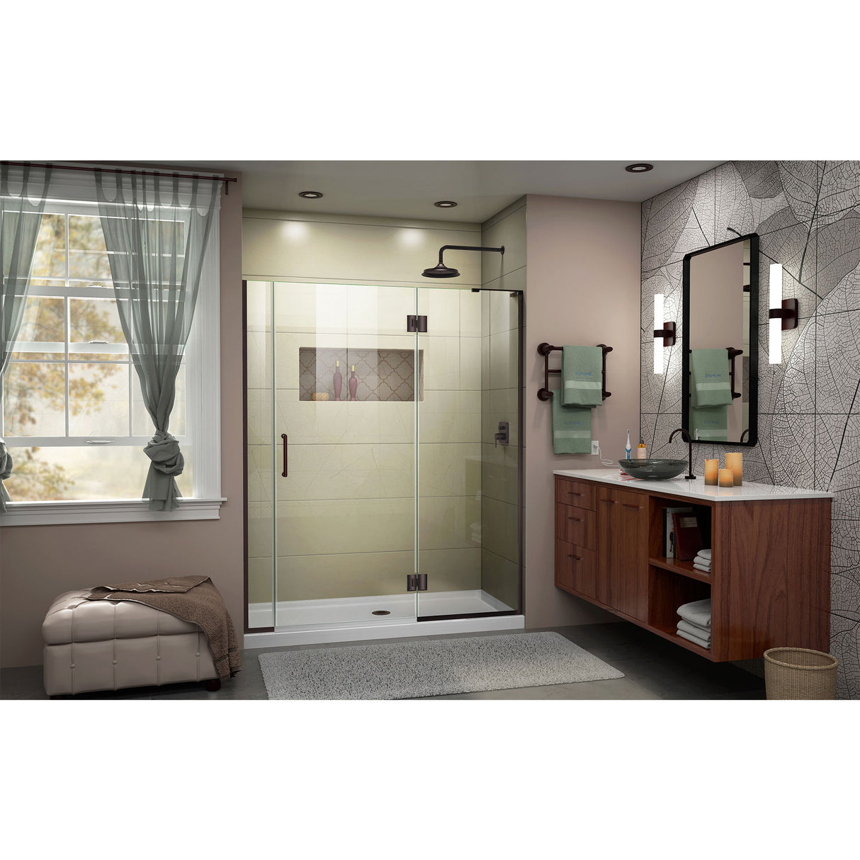 DreamLine Unidoor-X 55 1/2-56 in. W x 72 in. H Frameless Hinged Shower Door in Oil Rubbed Bronze