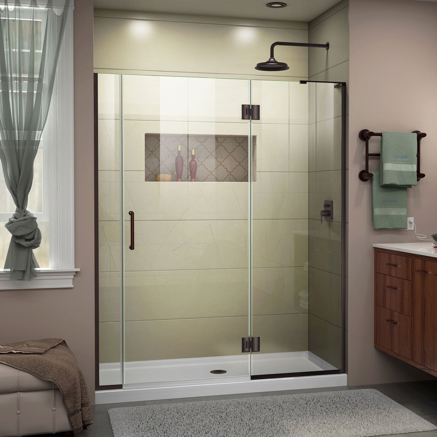 DreamLine Unidoor-X 57-57 1/2 in. W x 72 in. H Frameless Hinged Shower Door in Oil Rubbed Bronze