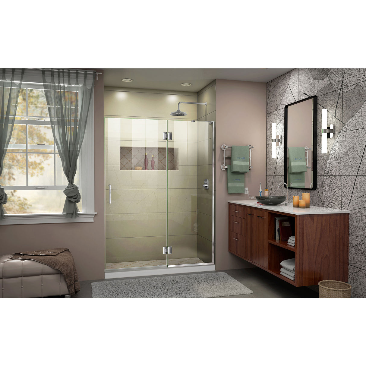 DreamLine Unidoor-X 54 in. W x 72 in. H Frameless Hinged Shower Door in Chrome