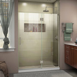 DreamLine Unidoor-X 50 in. W x 72 in. H Frameless Hinged Shower Door in Brushed Nickel