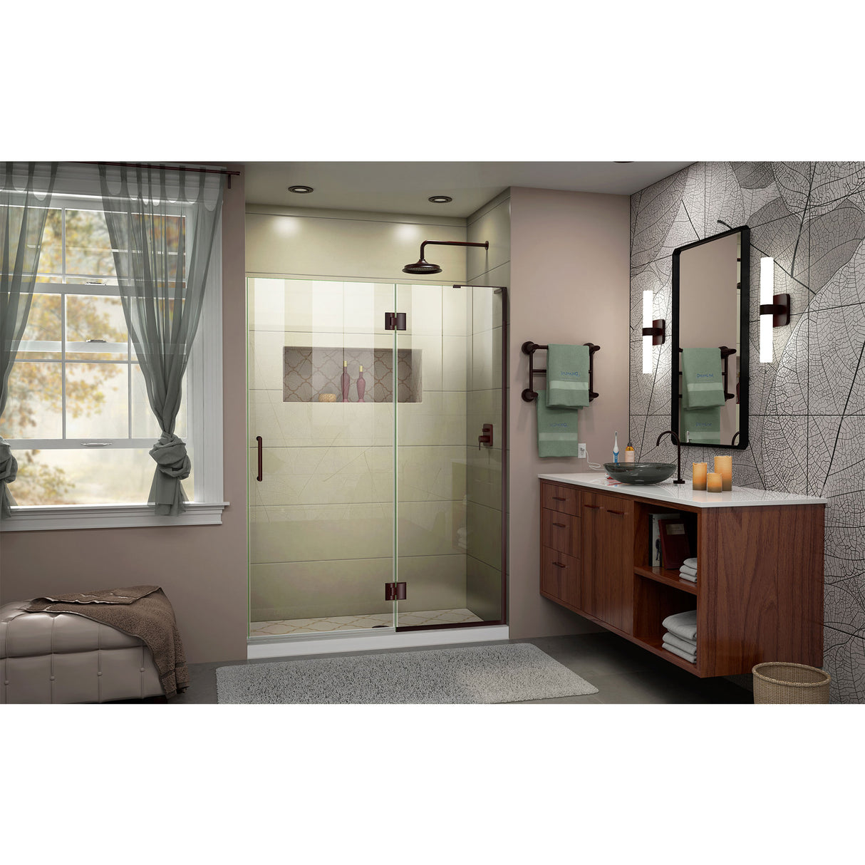 DreamLine Unidoor-X 49 in. W x 72 in. H Frameless Hinged Shower Door in Oil Rubbed Bronze