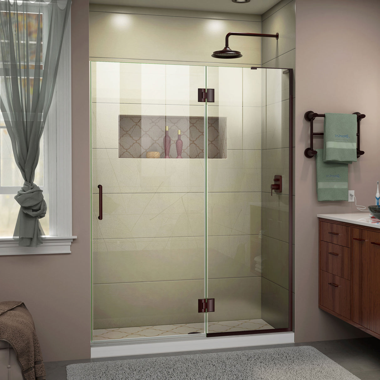 DreamLine Unidoor-X 49 in. W x 72 in. H Frameless Hinged Shower Door in Oil Rubbed Bronze