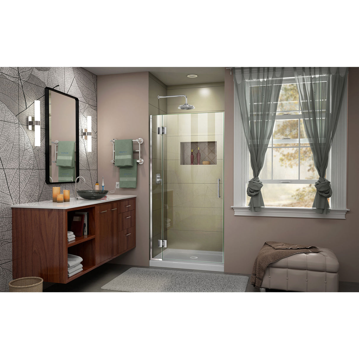 DreamLine Unidoor-X 34 in. W x 72 in. H Frameless Hinged Shower Door in Chrome