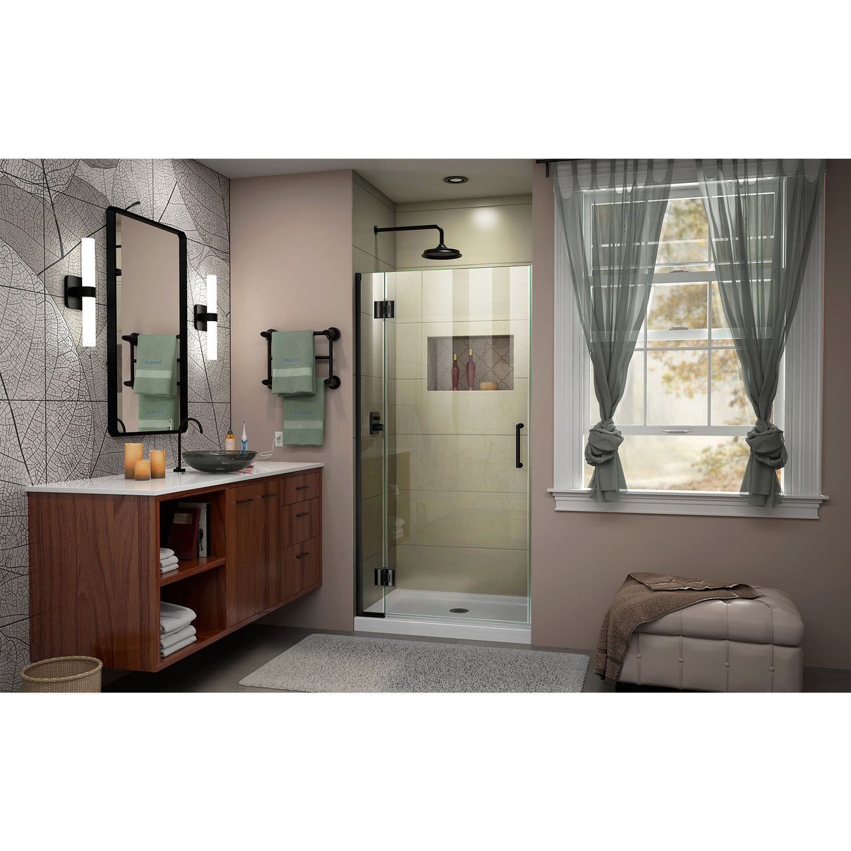 DreamLine Unidoor-X 33 in. W x 72 in. H Frameless Hinged Shower Door in Satin Black