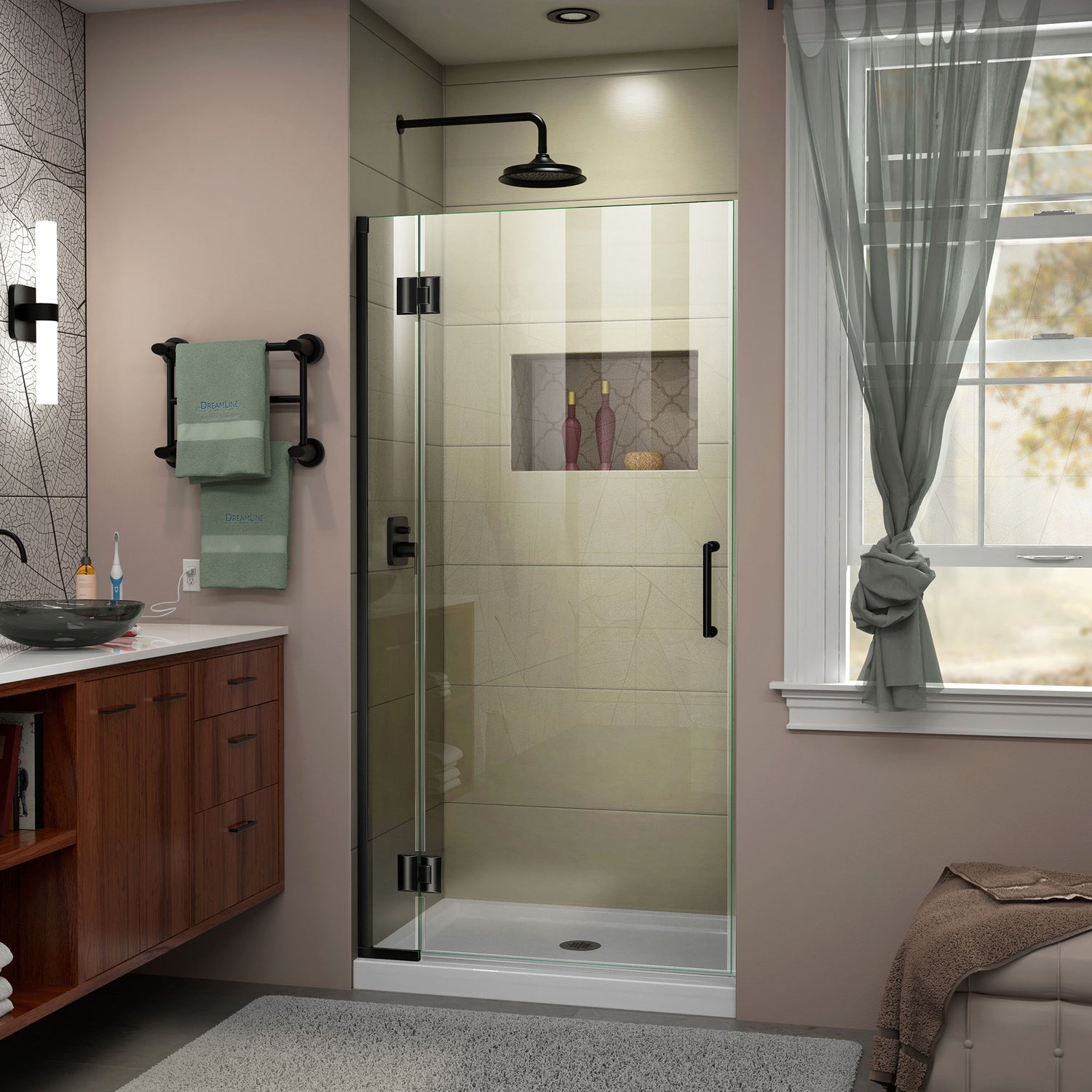 DreamLine Unidoor-X 29 in. W x 72 in. H Frameless Hinged Shower Door in Satin Black