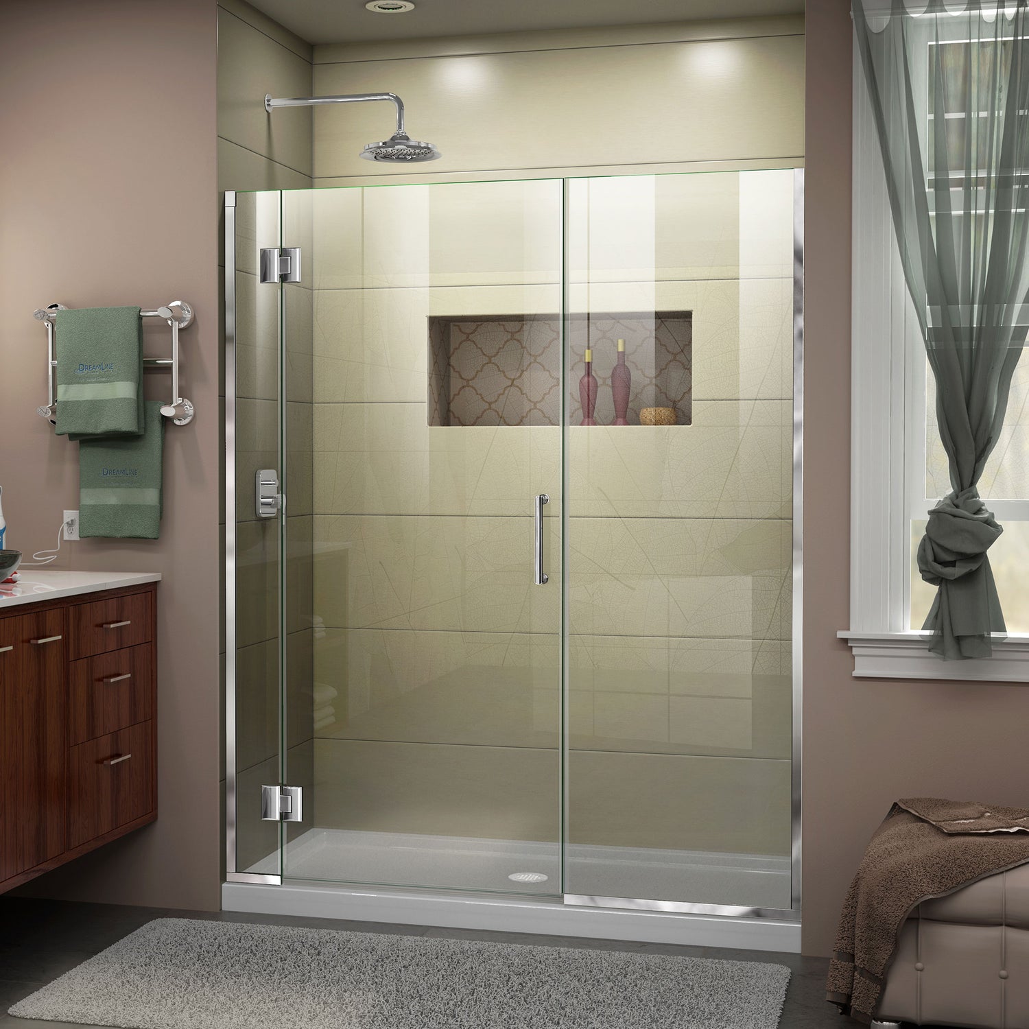 DreamLine Unidoor-X 45 1/2-46 in. W x 72 in. H Frameless Hinged Shower Door in Chrome