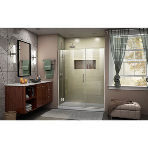 DreamLine Unidoor-X 56-56 1/2 in. W x 72 in. H Frameless Hinged Shower Door in Brushed Nickel