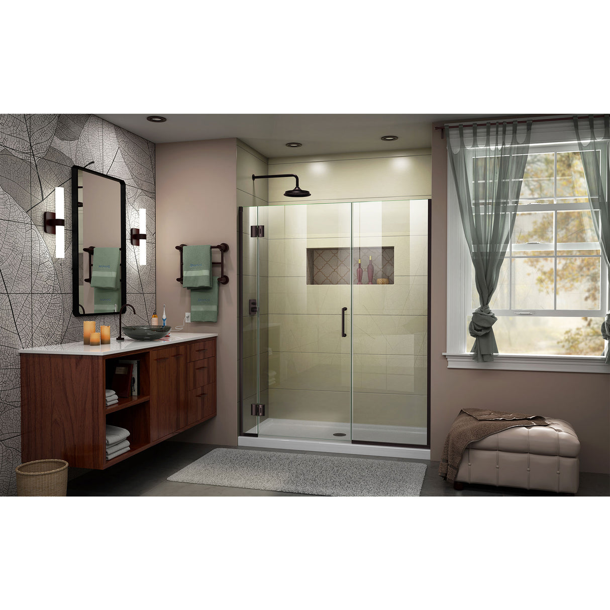 DreamLine Unidoor-X 65-65 1/2 in. W x 72 in. H Frameless Hinged Shower Door in Oil Rubbed Bronze