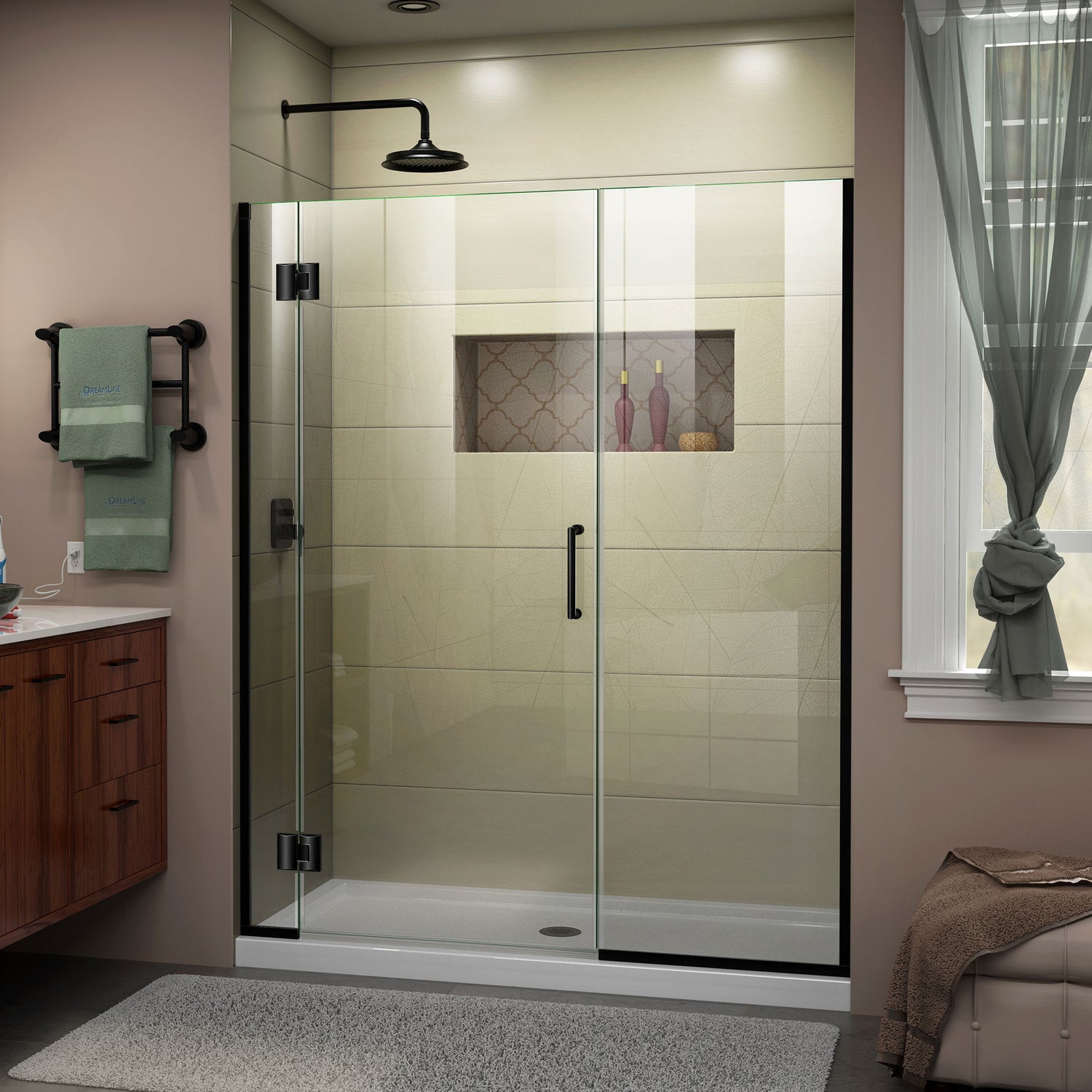 DreamLine Unidoor-X 58-58 1/2 in. W x 72 in. H Frameless Hinged Shower Door in Satin Black